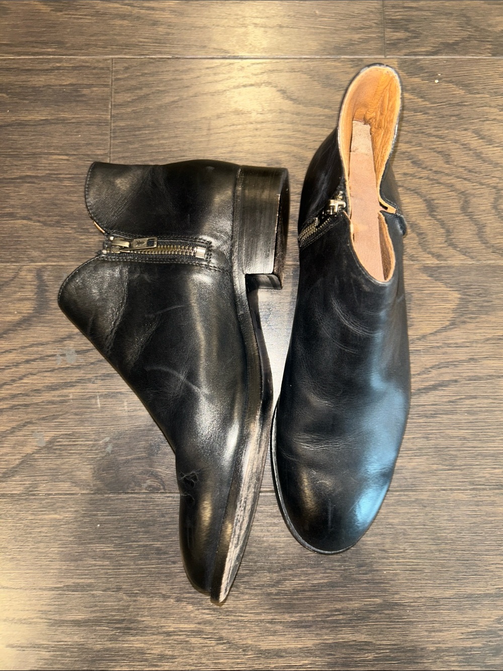 Frye Black Leather Side-Zip Chukka Boots